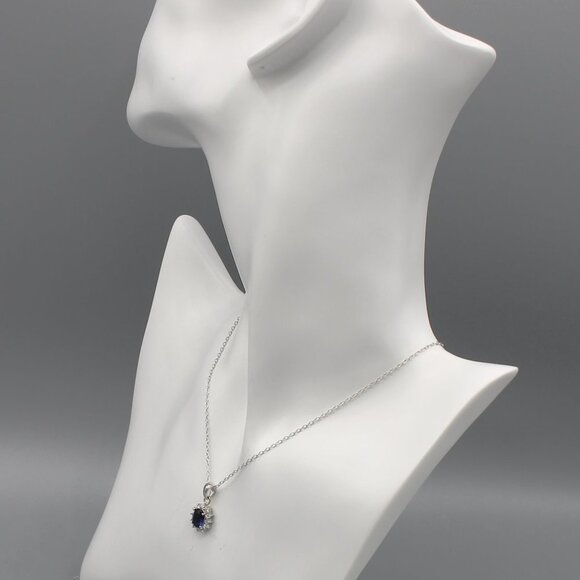 Jewelry pendant necklace sapphire color 925 sterling silver elegant beautiful - Picture 5 of 8
